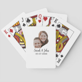 Baraja De Cartas Foto de pareja con nombre y fecha de boda sencilla