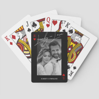 Baraja De Cartas Foto de Pareja Elegante Aniversario Negro