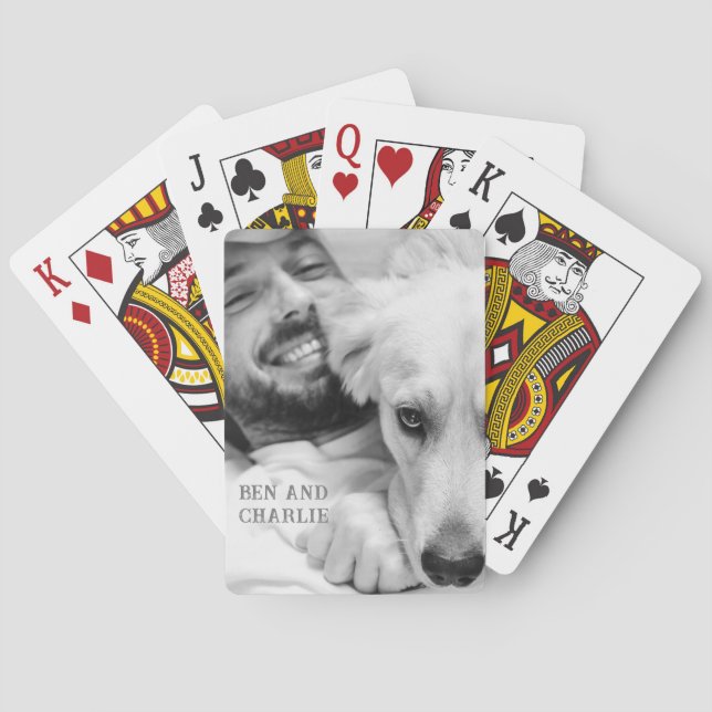 Baraja De Cartas Foto de perro blanco y negro (Reverso)