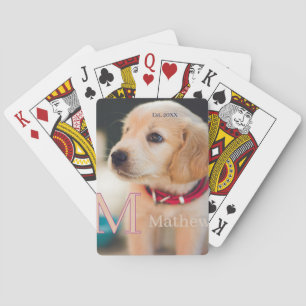 Baraja De Cartas foto de perro mascota monograma de nombre año est