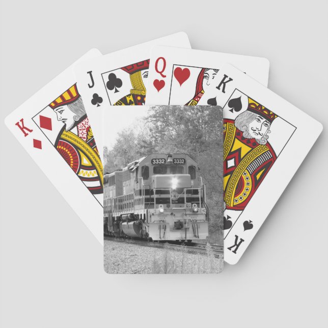Baraja De Cartas Foto de tren pintoresco en blanco y negro (Reverso)