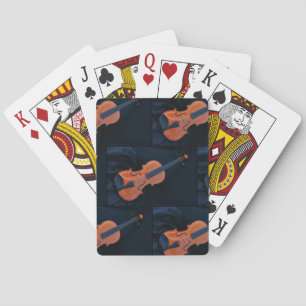 Baraja De Cartas Foto de violín en primer plano
