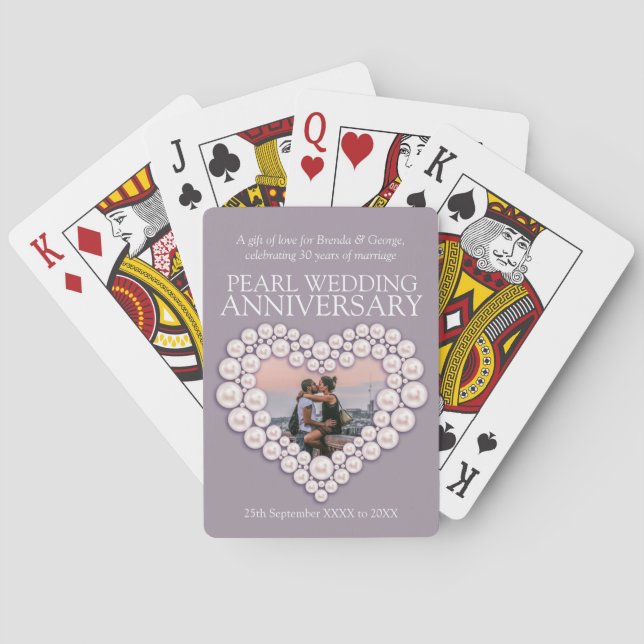 Baraja De Cartas Foto del aniversario de Pearl 30 bodas (Reverso)