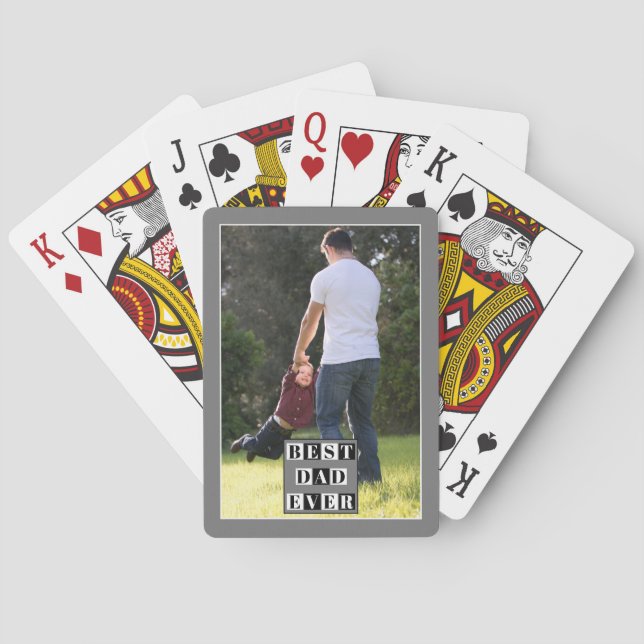 Baraja De Cartas Foto del Día del Padre en blanco y negro (Reverso)