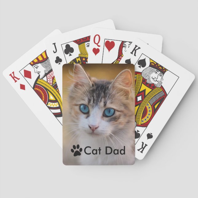 Baraja De Cartas Foto del Personalizado Cat Dad Kitty Paw (Reverso)