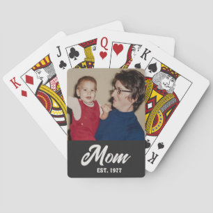 Baraja De Cartas Foto en negro con guión establecido de mamá