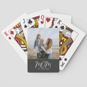 Baraja De Cartas Foto en negro con guión establecido de mamá