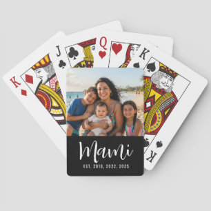 Baraja De Cartas Foto en negro con guión establecido de Mami