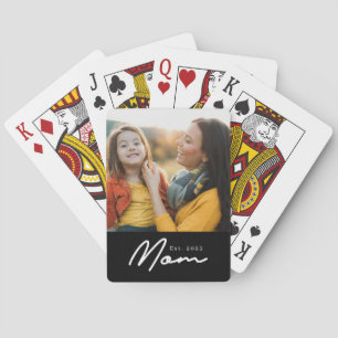 Baraja De Cartas Foto en negro con guión establecido por mamá