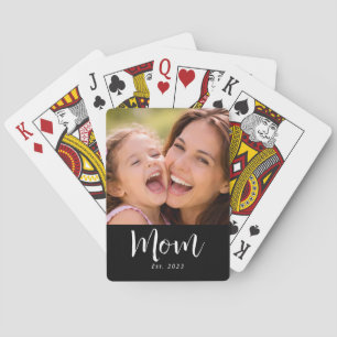 Baraja De Cartas Foto en negro de guion establecido por mamá