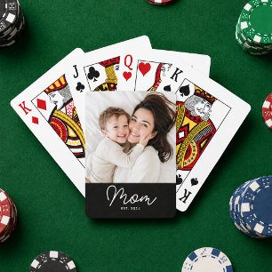 Baraja De Cartas Foto en negro de guion establecido por mamá