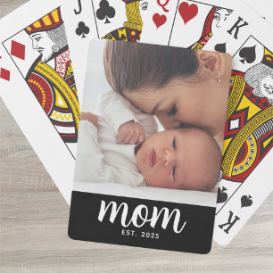 Baraja De Cartas Foto en negro de guion establecido por mamá
