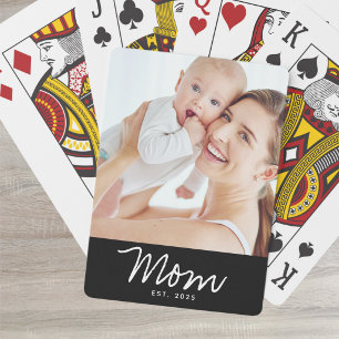Baraja De Cartas Foto en negro de guion establecido por mamá