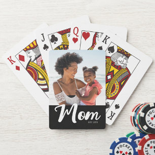 Baraja De Cartas Foto en negro de guion establecido por mamá