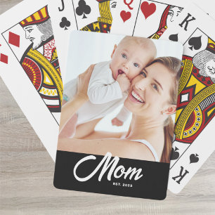 Baraja De Cartas Foto en negro de guion establecido por mamá