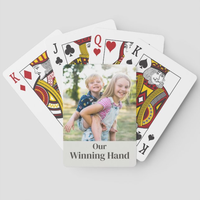 Baraja De Cartas Foto familiar personalizada Nuestra mano ganadora  (Reverso)