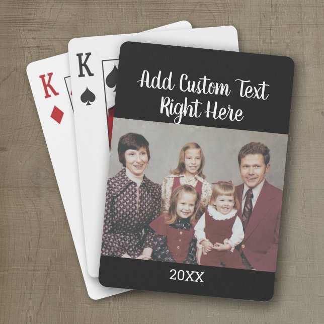 Baraja De Cartas Foto horizontal con la familia de guiones Texto y  (Personalized playing cards with photos and an area for text such as a name or monogram)