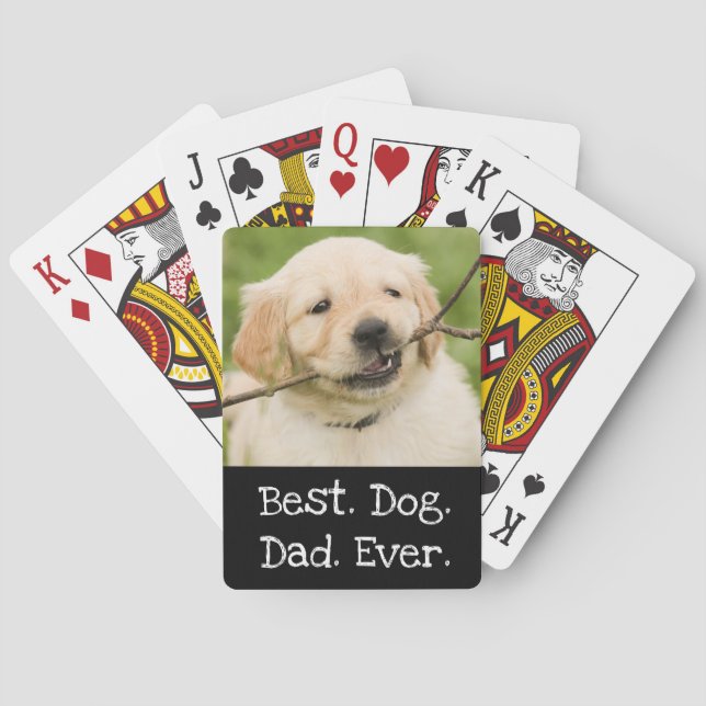 Baraja De Cartas Foto Perro Personalizado Mejor Perro Padre Negro (Reverso)