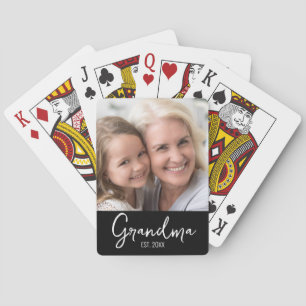 Baraja De Cartas Foto personalizable de Abuela Año de Fundación