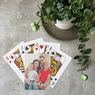 Baraja De Cartas Foto personalizada de guión blanco de familia