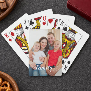 Baraja De Cartas Foto personalizada de guión blanco de familia