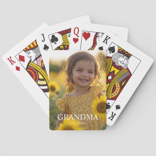 Baraja De Cartas Foto Personalizada de la Abuela (Reverso)