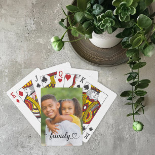 Baraja De Cartas Foto personalizada de la familia con letra negra