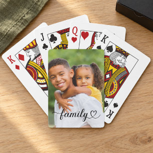 Baraja De Cartas Foto personalizada de la familia con letra negra