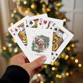 Baraja De Cartas Foto personalizada de mascota de Navidad – Fiesta