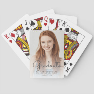 Baraja De Cartas Foto personalizada graduación letra gris