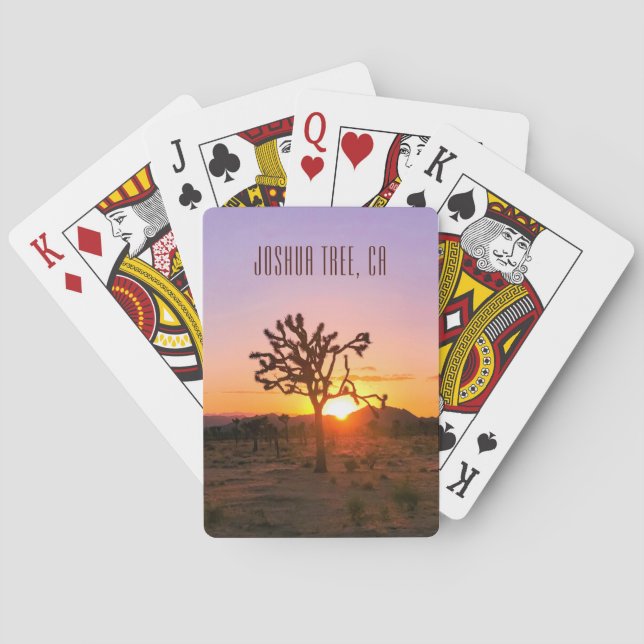 Baraja De Cartas Foto personalizado Naranja púrpura Joshua Tree Sun (Reverso)