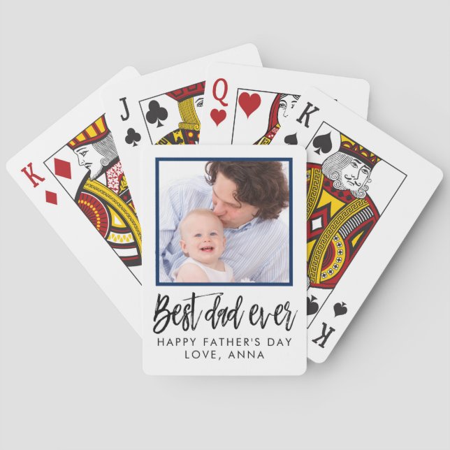Baraja De Cartas Foto Personalizado personalizada del Día del Padre (Reverso)