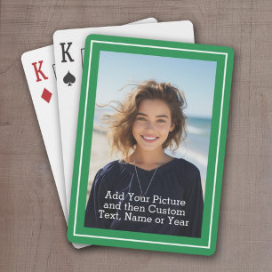 Baraja De Cartas Foto personalizado y texto con borde verde