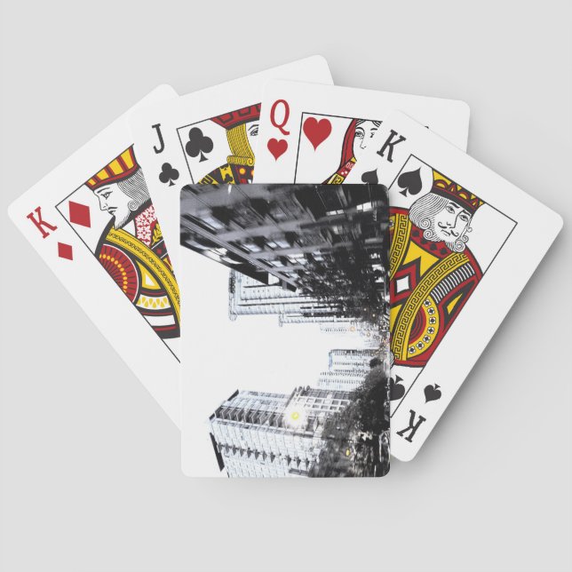 Baraja De Cartas fotografía de ciudad la noche (Reverso)