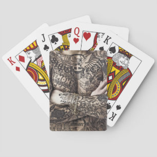 Baraja De Cartas Fotografía del tatuaje corporal masculino