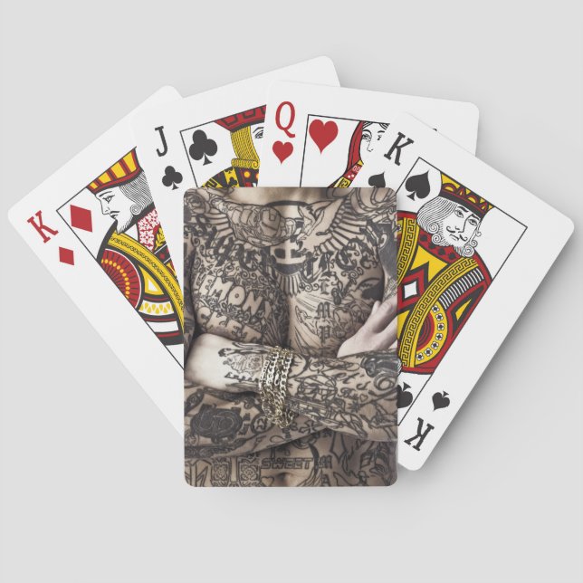 Baraja De Cartas Fotografía del tatuaje corporal masculino (Reverso)