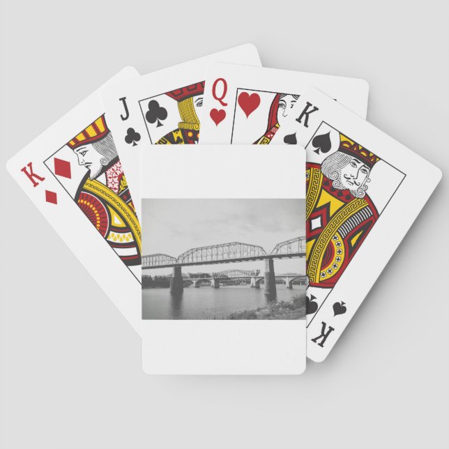 Baraja De Cartas Fotografía doble puente en blanco y negro (Reverso)