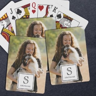 Baraja De Cartas Fotografía moderna personalizada con monograma, no