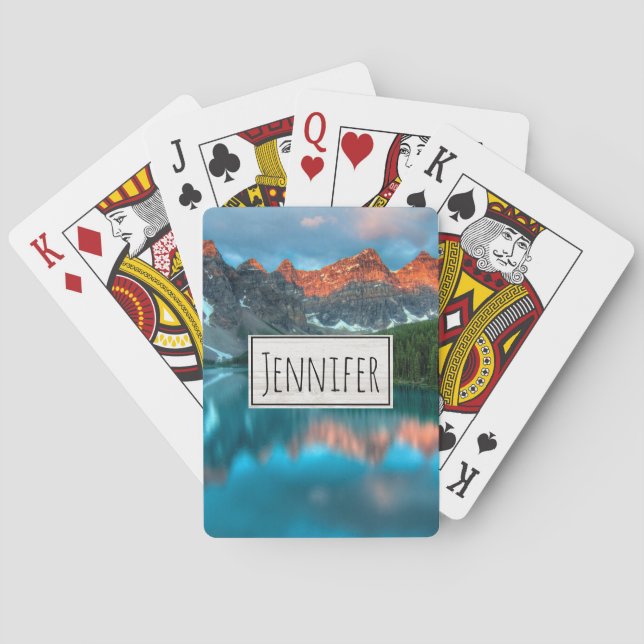 Baraja De Cartas Fotografía paisajística de Montaña y Lago Escénico (Reverso)