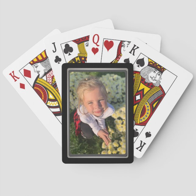 Baraja De Cartas Fotografía personal Marco negro biselado (Reverso)