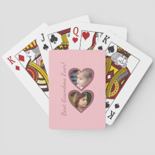 Baraja De Cartas Fotos de los nietos con corazones rosas de la abue