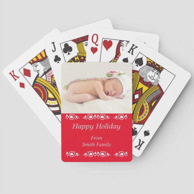 Baraja De Cartas Fotos personalizadas Felices Fiestas (Reverso)
