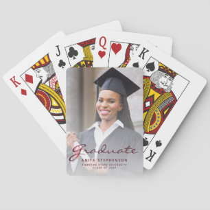 Baraja De Cartas Fotos personalizadas graduación burgundy script