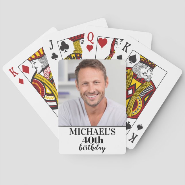 Baraja De Cartas Fotos personalizados Partidos por el cumpleaños (Reverso)