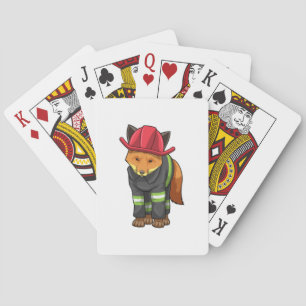 Baraja De Cartas Fox como bombero con casco