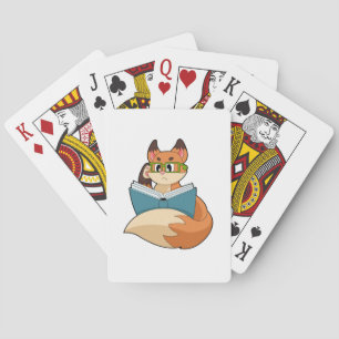 Baraja De Cartas Fox como Nerd con libros y anteojos