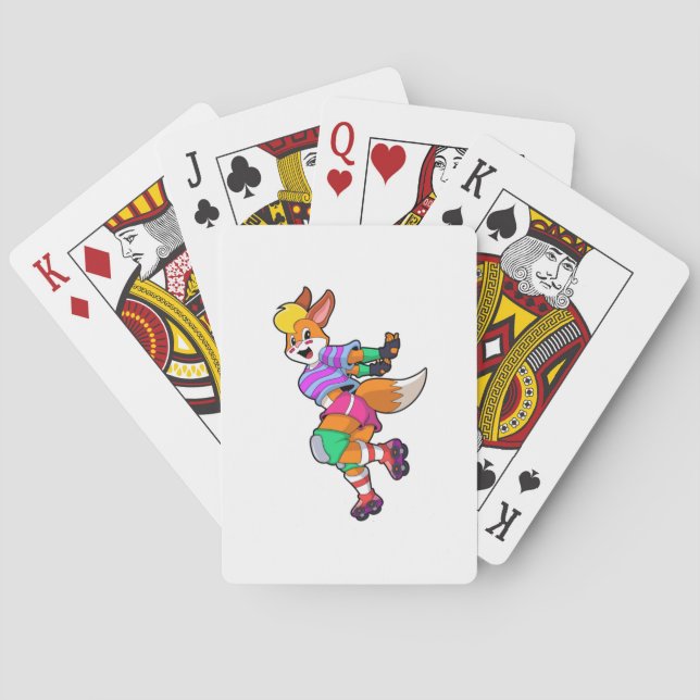 Baraja De Cartas Fox como patinador en línea con patines en línea (Reverso)