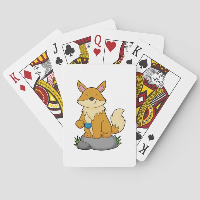 Baraja De Cartas Fox con taza de café (Reverso)