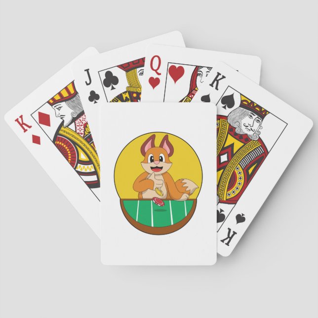Baraja De Cartas Fox en Poker con fichas de póker (Reverso)