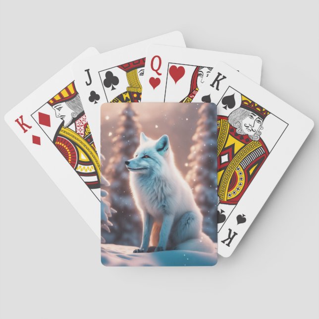 Baraja De Cartas Fox sonriente de invierno (Reverso)